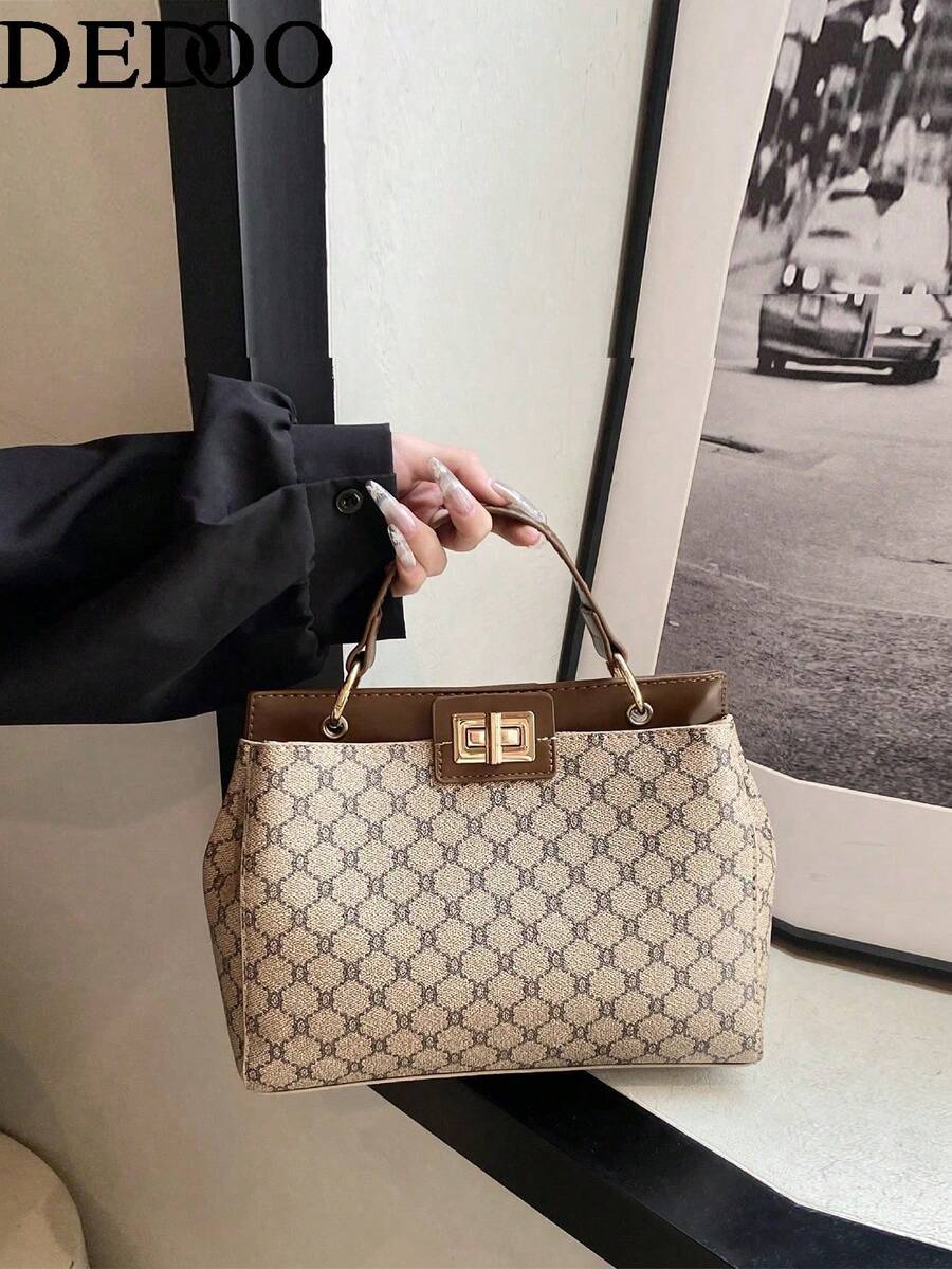 Dedoo 时尚复古欧式双面手提包，女士款，定制印花，耐刮材质，是节日和中年妈妈的理想礼物。大容量设计满足日常通勤和购物需求，可单肩背或斜挎，是一款优雅的职场包。