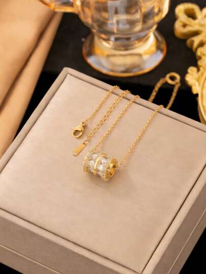 1件几何圆形腰坠项链，优雅时尚的女士饰品，适合日常佩戴（OPP袋包装）