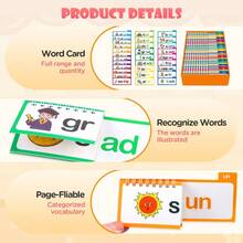 30 Read And Rhyme Flip Books, Word Families Building Book With Words, Early Educational Alphabet Flash Cards, Reading Book & Classroom Teaching - one-size - View 3