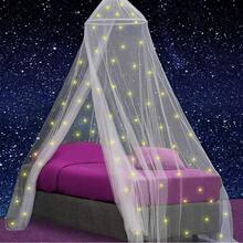 Oaoleer 1PC Canopy For Girls Bed With Pre-Glued Glow In The Dark Stars - Princess Mosquito Net Room Decor,Bed Canopy For Girls With Glowing Stars - Canopy Bed Curtains | Fits Single, Twin, Full, Queen Size Kids - Princess Bed Canopy - Multicolor - View 8
