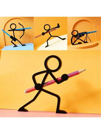 Soporte para lápices con figura de hombre de cerillas impreso en 3D, 4 estilos, organizador de escritorio, escultura, decoración de papelería linda para oficina, estudio, estudiantes, regalo de Navidad y Año Nuevo