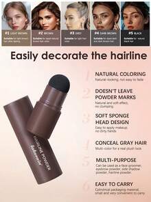 发际线定型粉 - 黑色，补染粉，瞬间遮盖白发，遮盖脱发，防水发粉（适用于头发稀疏），发际线阴影粉棒，多功能眉毛纤维，胡须线 - 彩色 - 查看 4