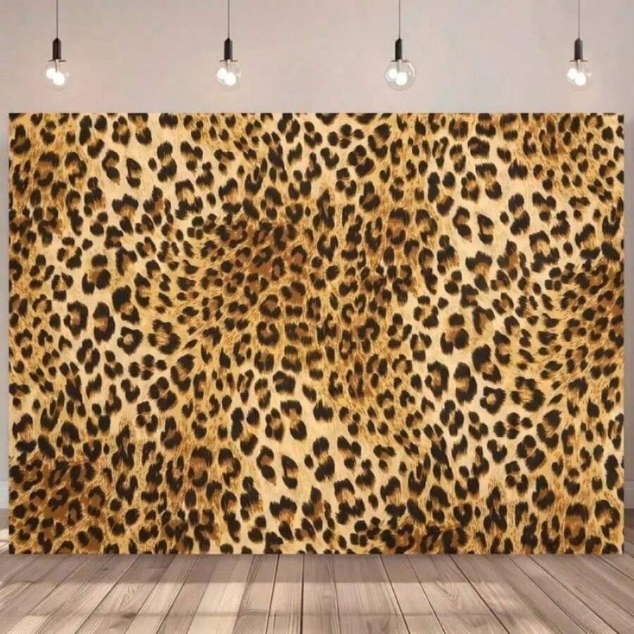 1pc Leopard Print Photography Backdrop Banner - 2D Realistic Design, Suitable For Birthday Party, Cake Table Decor And Photo Backdrop, Multipurpose Decoration, No Electricity Required - Multicolor - View 1