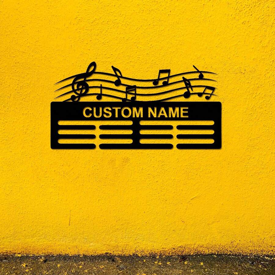 1pc Customized Metal Music Award Medal Hanger, Personalized Name Plaque Holder, Personalized Musician Wall Decor, Music Note Award Plaque Rack, Living Room, Bedroom, Music Note Room Decor, Indoor Outdoor Decoration, Customized Award Items