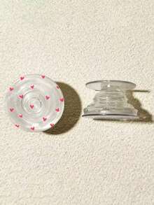 1pc Transparent Heart-Shaped Bow Phone Holder, Slide-Out Phone Stand, Bowknot Air Bag Phone Holder, Slouchy Desktop Phone Holder, Compatible With Apple And Android Phones, Birthday, Family, Friend Gift, Phone Accessory Compatible With IPhone, Android Phone, Gift For Birthday, Family, Friends Gifts Birthday Push-Pull Phone Grip Phone Accessories