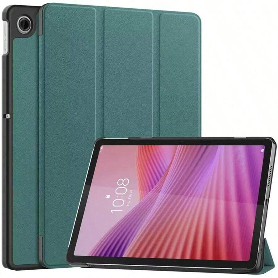 适用于 Tab 10.1 平板电脑的保护套 TB311 (2025)，也适用于 Tab K10 第二代/K10C TB311FU，三折支架，自动休眠/唤醒，黑色 - 彩色 - 查看 1