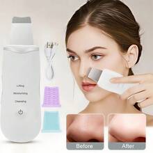 Face Scrubber, Skin Spatula, Facial Silicone Pore Cleaner | 3 Modes Wireless, Deep Cleansing & Exfoliating, Blackhead & Whitehead Remover | Lifts Tightens Skin, Reduces Fine Lines, Boosts Absorption For Skincare | Rechargeable, 2H Charge For 35+ Days Use, 500mAh Battery | Waterproof, Stainless Steel Spatula & Silicone Brush, Gentle For All Skin Types | At-Home Facial Tool, Auto-Off, Skin Care Gift For Women, White - 白色 - 查看 2