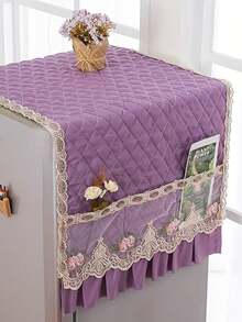 Refrigerator New Single Door Soft Washing Machine Cover Towel Cabinet Decoration Cover,Multi-Texture Printed Dust Cover For Refrigerator And Washing Machine, Multifunctional Household Appliance Tablecloth With Side Pockets – Protects Laundry, Dryer, And Fridge Covers From Dust And Damage - Multicolor - View 4