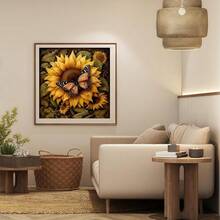 5D Diamond Painting Kits For Adults, Sunflower Butterfly Diamond Art Kits For Adults Beginner, DIY Full Drill Gem Art Paint By Diamonds Dots Crafts Kits For Home Wall Art Decor 13.7x13.7 Inch - KM251-1 - 查看 5