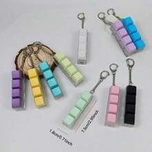 1pc Adult Stress Relief Keyboard Keychain - Colorful Keys, Durable PC Material - Color Mixing - View 2