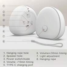 White Noise Sleep Instrument – Rechargeable, Touch Control & 7 Night Light Colors, Baby White Noise Machine - trắng - Xem 8