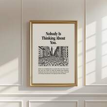 1pc Minimalist Wall Art Picture "Nobody Is Thinking About You" Prints Canvas Paintings Modern Typography Posters Anti-Anxiety Motivational Quote Decor For Living Room Bedroom Kitchen Office Room Decor Gift For Self-Care Lovers Framed/Unframed - Multicolor - View 3