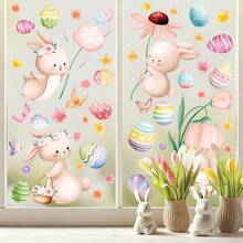 Bộ 6 miếng dán cửa sổ hình thỏ và trứng Phục Sinh dễ thương, bao gồm các họa tiết hoa và bướm, miếng dán tĩnh điện tự dán, thích hợp để trang trí phòng ngủ, phòng khách, nhà cửa và cửa sổ. - Nhiều màu - Xem 7