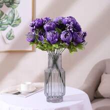 Duovlo Artificial Peony Silk Flowers Fake Flowers Vintage Wedding Home Decoration,Pack Of 1 (Medium Purple),20.87*3.5,MediumPurple - 中紫色 - 查看 7