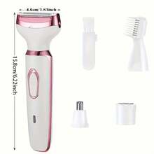 四合一女士电动脱毛器，多功能女士电动剃须刀修剪器套装，比基尼线修剪器，USB充电，适用于眉毛、鼻毛、面部和腿部脱毛，便携温和，是送给女性的完美礼物。 - 彩色 - 查看 3