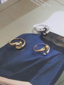 FOREVER QUEEN 简约 925 纯银水滴可调节戒指，女士订婚情侣戒指，派对配饰，礼物