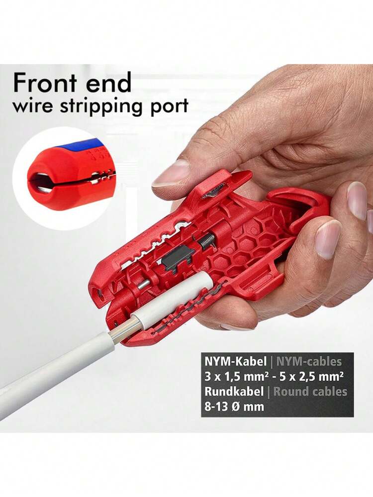 1pc Multi-Functional Cable Stripper Pliers, Portable Bent Handle Wire Stripping Cutter, Electrician Stripping & Cutting Pliers, Manual Tool, Black & Red - Multicolor - View 7