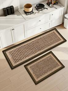 1pc 3D Woven Texture Pattern Long Kitchen Mat Rug, Suitable For Bathroom, Kitchen, Outdoor, Indoor, Hallway, Bedroom, Living Room, Bedside. Machine Washable Kitchen Rug, Kitchen Accessories, Washable Carpet. - Multicolor - View 3