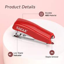 Eagle 迷你桌面订书机，内置自动取钉器 - 含1000枚10号订书钉，可装订8张纸，小巧便携，适合家庭办公室使用，红/黄/蓝三色可选 - 套裝 - 查看 5