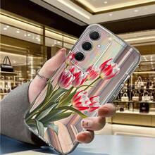 Adecuado para fundas de teléfono  Galaxy Nuevas A5, A3, A02, A34, A13, A14, A32, A24, A12, A50, A54, A70, A73, A34, A55s NOTE 10F12 M10S Funda Transparente Suave de Diseño Creativo Simple de Moda con Tema Espacial, Estampado de Patrón Floral de Mariposa y Océano - Cubierta Protectora - Multicolor - Ver 8