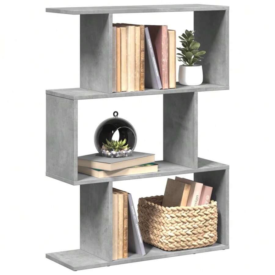 Larryhot Libreria Divisorio 3Piani Grigio Cemento 70x24x97 cm Truciolato, Facile da assemblare, dall'estetica elegante e raffinata, pratica per riporre gli oggetti, la scelta ideale per l'organizzazione e la decorazione domestica - Grigio - Visualizzare 1