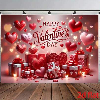 1pc Extra Large Romantic Red Rose Valentine's Day Background Banner With "Happy Valentine's Day" Text - Elegant Rose & Heart Balloon Wall Decor, Suitable For Photo Booth Backdrop, Birthday, Anniversary Party Decoration - Indoor
