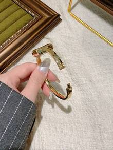 1 件女士椭圆形银黑色表盘金色石英休闲手表，适合日常佩戴 - 咖啡棕 - 查看 6