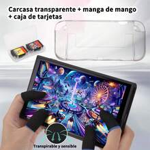 Kit de accesorios para el modelo 2 de NintendoSwitch, incluye estuche de transporte, paquetes de alcohol, paño libre de polvo, pegatinas, llavero, estent, caja de tarjetas, pegamento libre de polvo, bolsa, manga de dedos, manga de control remoto multicolor, protector de Joy-Con, estuche de trasfondo transparente, manga de asa transparente, línea de datos, película templada - Blanco - Ver 7