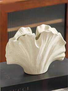 1pc Black Fan-Shaped Vase, Resin Sand Texture Vase, Suitable For Home Decor And Living Room Table Decoration - Multicolor - View 7