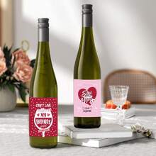 10pcs Happy Galentine & Valentine's Day Wine Bottle Labels Stickers, Romantic Heart Pattern Wine & Champagne Bottle Labels For Valentines Galentines Anniversary Party Decorations - Multicolor - View 4