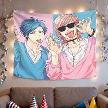 One Piece Yarichin Clubz Tapestry | Yarichin Bros Text & Graphic Horizontal Wall Hanging, Soft Light Beige-Friendly Fabric, Machine Washable Polyester, Anime-Inspired Room Decor/Perfect Fan Gift/Party Background Art, Suitable For Living Room, Bedroom, Anime Party & Fan Collection Gift - Nhiều màu - Xem 4