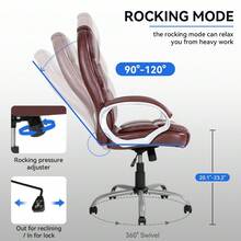 Office Chair Ergonomic High-Back Executive Desk Chair With Adjustable Swivel - Brown - View 3