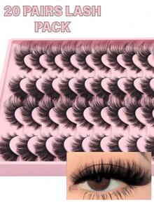 20 Pairs Women False Eyelashes Fluffy Volume Wispy Cat Eye Lashes D Curl 20mm 22mm Multipack Soft Band Lightweight Reusable Lash Extensions For Natural Dramatic Look Daily Party Wedding Vacation - Lông mi  mắt mèo - Xem 3