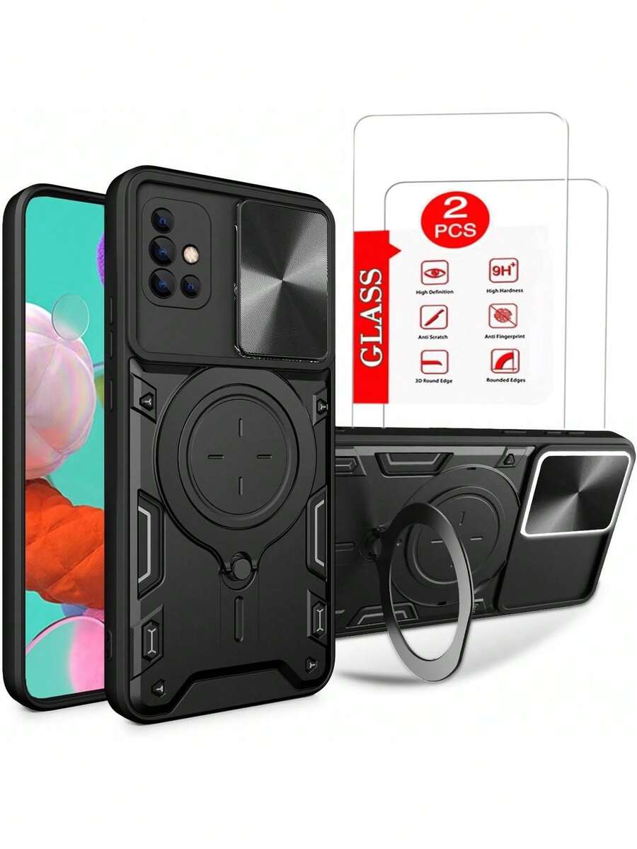Galaxy A51 4G Case - With Screen Protector And Built-In Phone Stand - Black, 37318063 - 水鴨藍 - 查看 1