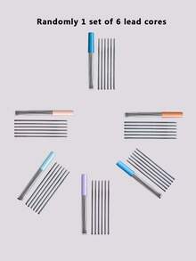 7pcs/Set Automatic Correction Pencil + 6 Refill Leads, 2.0mm Lead, Regular Refill, Suitable For Calligraphy Practice And Posture Correction, Thicker Lead With Built-In Sharpener - Multicolor - View 13