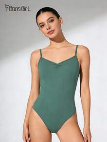 DonsGirl 1pc Women's Ballet Leotard, Adjustable Shoulder Straps, Fitted Waist Design, Suitable For Dance And Gymnastics Performance Training Spring - 綠色 - 查看 5