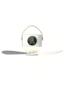 For Camping Quiet Camping Fan, Light Remote Control Electric Fan, Small Landing Wind, Ceiling Fan Camping Fan Mini Fan, Bedroom, Office, Living Room (White) 1PC - trắng - Xem 3