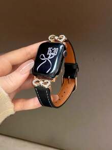 1 Butterfly Leather Strap, Compatible With Dial Sizes Of 38/40/41/42/44/45/46/49mm, Compatible With Apple Watch Straps And Ultra/Se10/9/8/7/6/5/4/3/2/1 Series - Black Rose - View 6