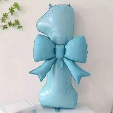 3pcs/Set Includes Blue Number Balloons & Blue Bowknot Balloons Mixed Balloon Set, Suitable For Birthday Party, Gathering Decoration, Anniversary Celebration, Holiday Celebration, Backdrop Decoration, Outdoor Party Atmosphere Creation And Photography Decoration - Blue - View 10