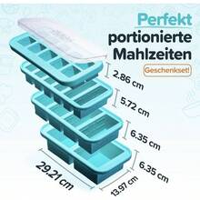 Silicone Freezer Molds Gift Set With 2 Tbsp, 1/2, 1, And 2 Cup Silicone Freezer Trays With Lids - Meal Prep And Kitchen Essentials Bundle - Aqua - Nước - Xem 3