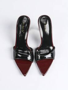 Jin Bei Qi 1双女士尖头漆皮舒适高跟凉鞋，优雅奢华，适合夜店、户外活动、鸡尾酒会等场合，酒红色高跟鞋，四季皆宜，春夏百搭。 - 酒紅色 - 查看 6