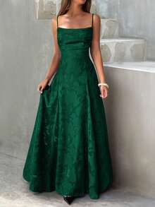 Unadoll Women's Spring Lace-Up Backless Lace Dress, Sexy And Elegant, Suitable For Vacation, Date, Back To School, New Year, Valentine's Day, Party, Wedding And Beach Wear - Dark Green - View 8