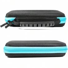 Funda protectora rígida portátil de viaje para consolas 3DS XL con ranuras para juegos y bolsillo con cierre, azul sobre negro - Azul y negro - Ver 11