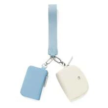 Women's Wrist Lanyard Keychain With Detachable Mini Wallet & Card Holder Pouches, Ideal Christmas Stocking Stuffer Gift For Travel, Everyday Carry, Keys, Cards And Small Essentials - Light Blue and White - View 3