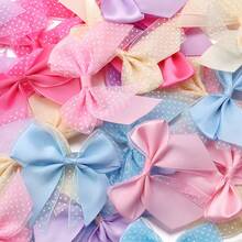 10pcs/Pack Polka Dot Double-Layer 6cm Colorful Mesh Polyester Bow DIY Hair Clips, Hair Ties, Accessories, Clothing & Bag Craft Supplies - Polka Dot Double Bow - View 7
