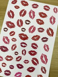 1pc Waterproof Lip Shaped Tattoo Sticker, Unisex, Disposable Red Lips Temporary Tattoo, Suitable For Valentine's Day, Anniversary, Date, Can Be Used For Face, Hand, Neck And Body Decoration, Realistic Tattoo - Red - View 5