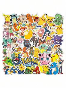 50pcs Pokemon Pikachu Cartoon Stickers, Cute Pocket Monsters Melody DIY Notebook Laptop Decorative Stickers, Gift For Children And Girls - Multicolor - View 2