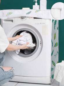 1pc Drum Washing Machine Cover, Washing Machine Waterproof Sunscreen Cover, Flower Printed Fully Automatic Washing Machine Cover, Universal Dust-Proof Drum Cover, Laundry Room Accessories