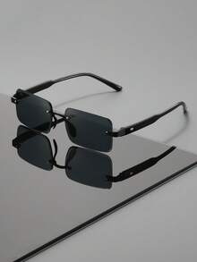 复古无框矩形眼镜，男女皆宜，采用粗框几何镜腿设计，适合度假、聚会和提升个人魅力。 - 彩色 - 查看 8