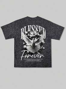 Men's Casual Versatile Simple Graphic Print Short Sleeve T-Shirt - Black - View 4